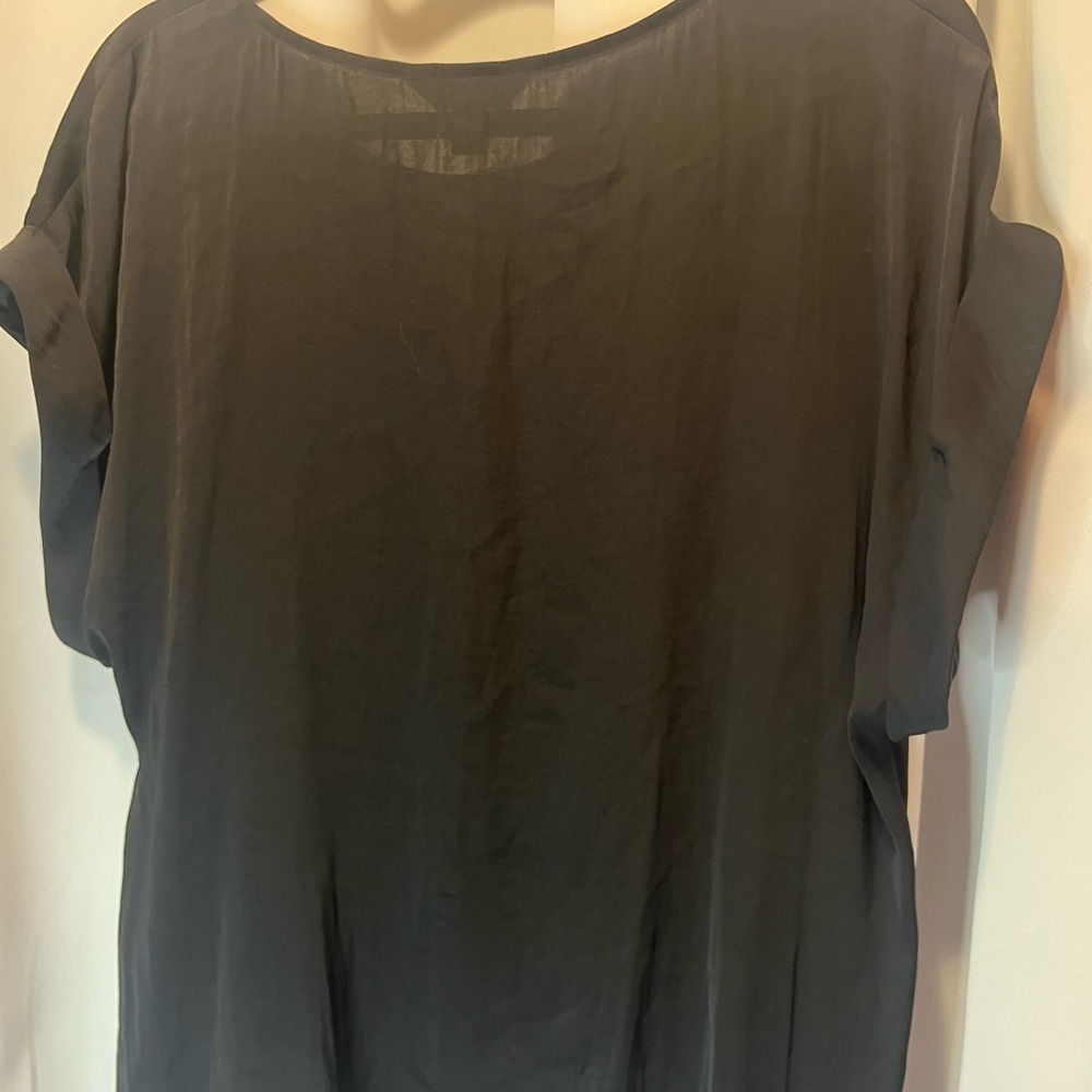 Nine West Black Cuffed Sleeve Relaxed Silky T-Shirt XL - Picture 3 of 4